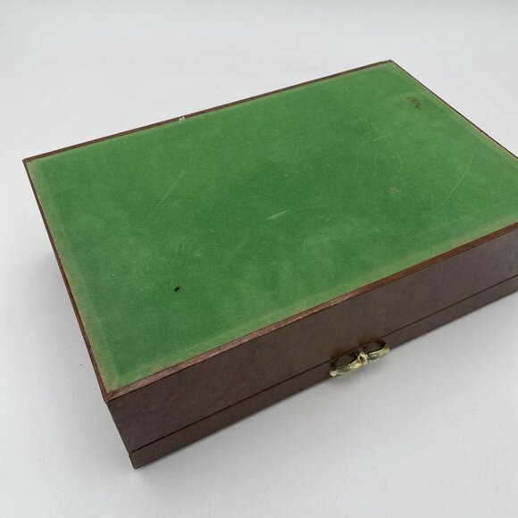 Vintage Mele Jewelry Box Multi Level Tiered Velvet Brown Tan MCM - Picture 13 of 13